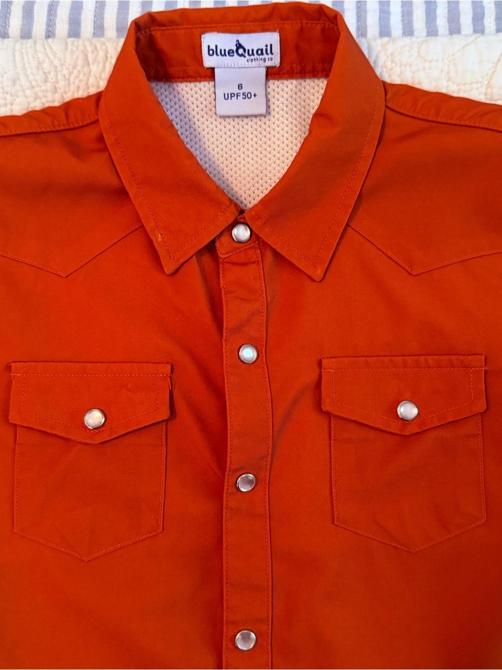 Blue Quail Boys Orange Western Snap-Front Shirt, Size 6